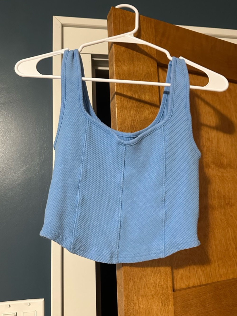 aerie Light Blue Ribbed Cropped Tank Top